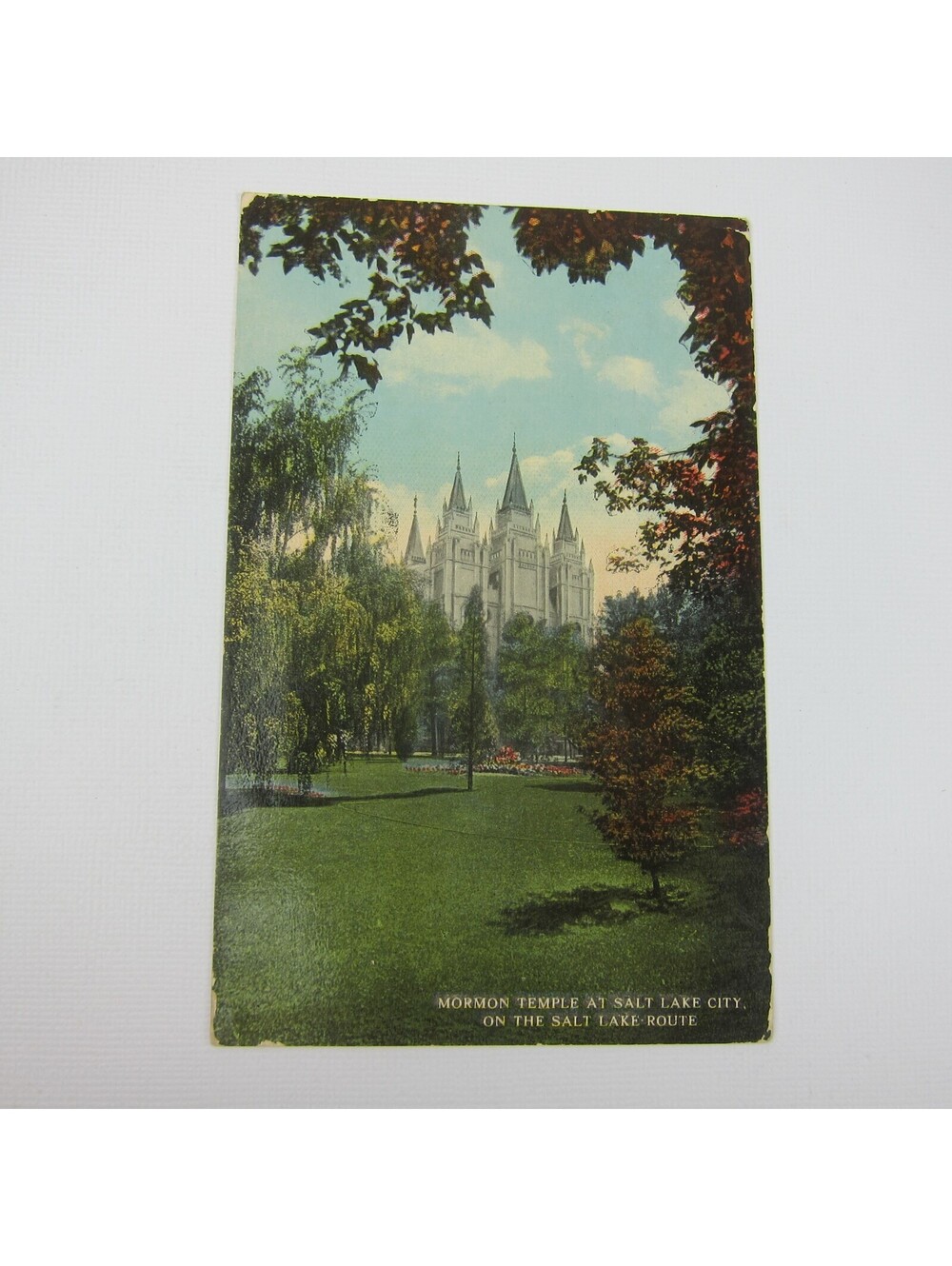 Postcard Salt Lake City Utah Mormon Temple On Salt Lake Route Antique 1915
